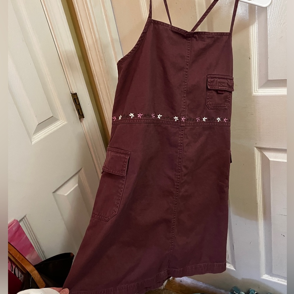 Cherokee purple khaki overall dress!
